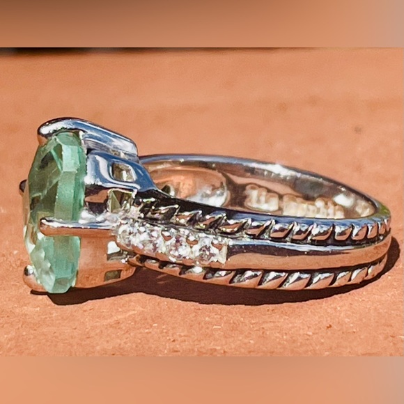 Lia Sophia Greek Isle Aqua Green Cushion Cut and CZ Ring Size 7 - Picture 6 of 11